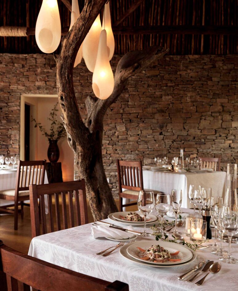 A set table in the restaurant