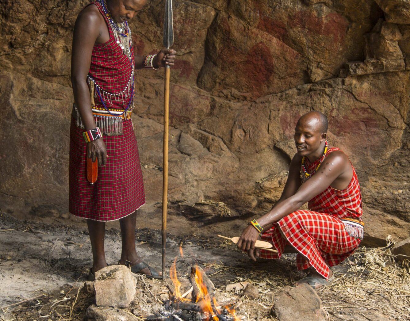 Masai people in cave