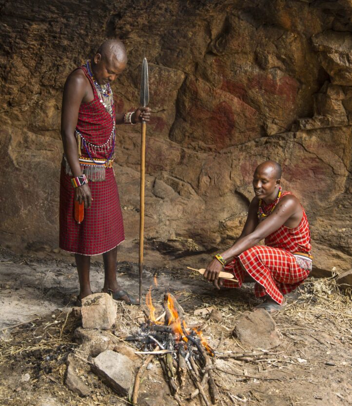 Masai people in cave