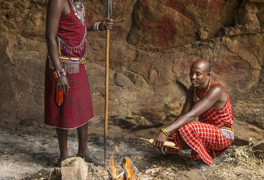 Masai people in cave