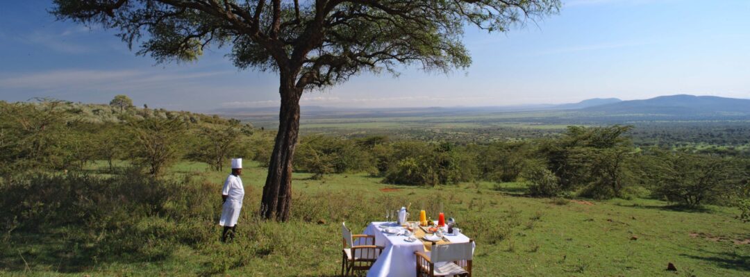 A set table ready for breakfast in the bush