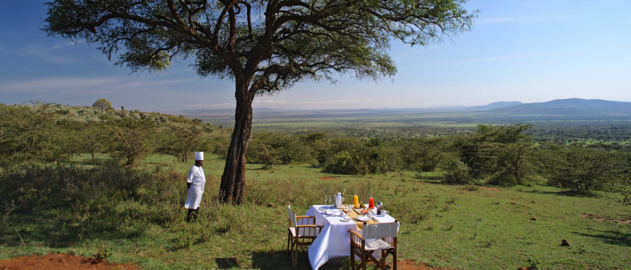 A set table ready for breakfast in the bush