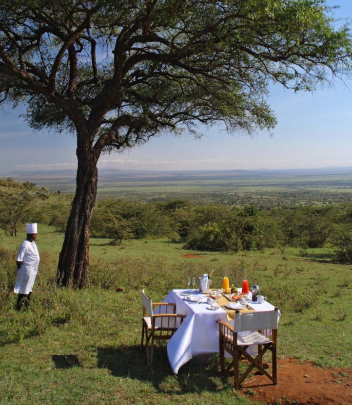 A set table ready for breakfast in the bush